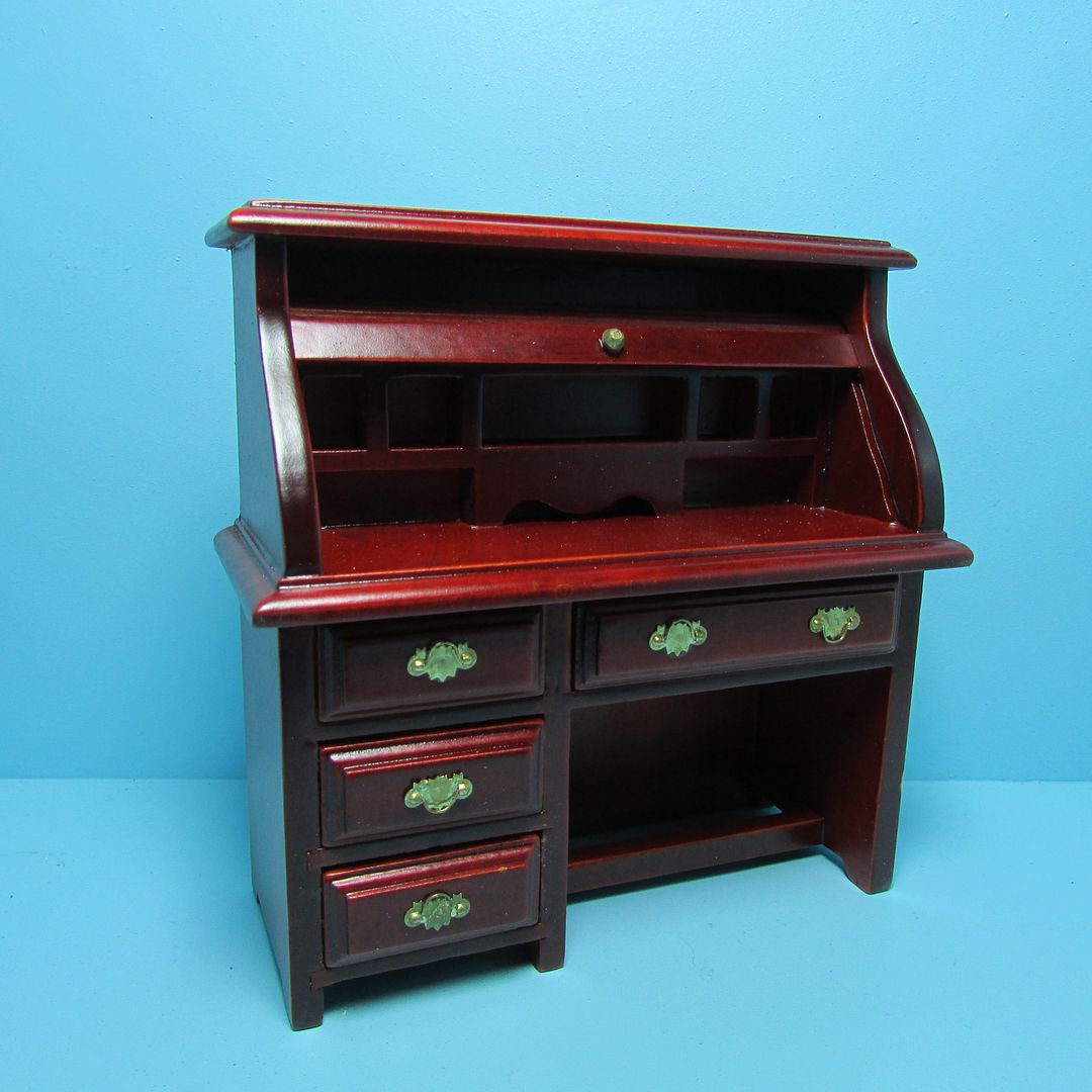 Dollhouse Miniature Office / Study Roll Top Desk in Mahogany T3597 eBay